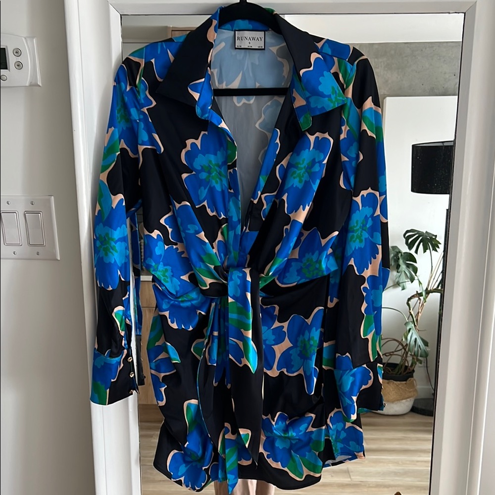 Blue floral mini dress